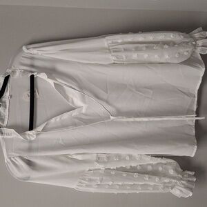 White Puffy Sleeve Blouse
